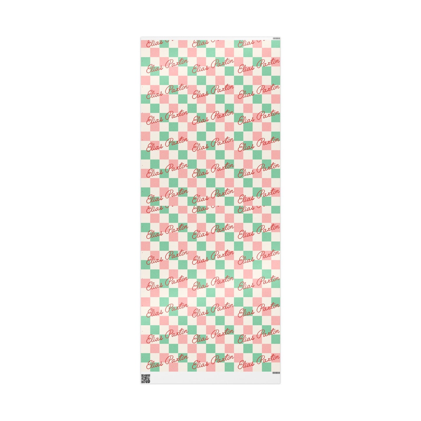 Checkerboard Custom Name Christmas Wrapping Paper