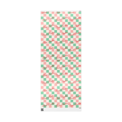 Checkerboard Custom Name Christmas Wrapping Paper
