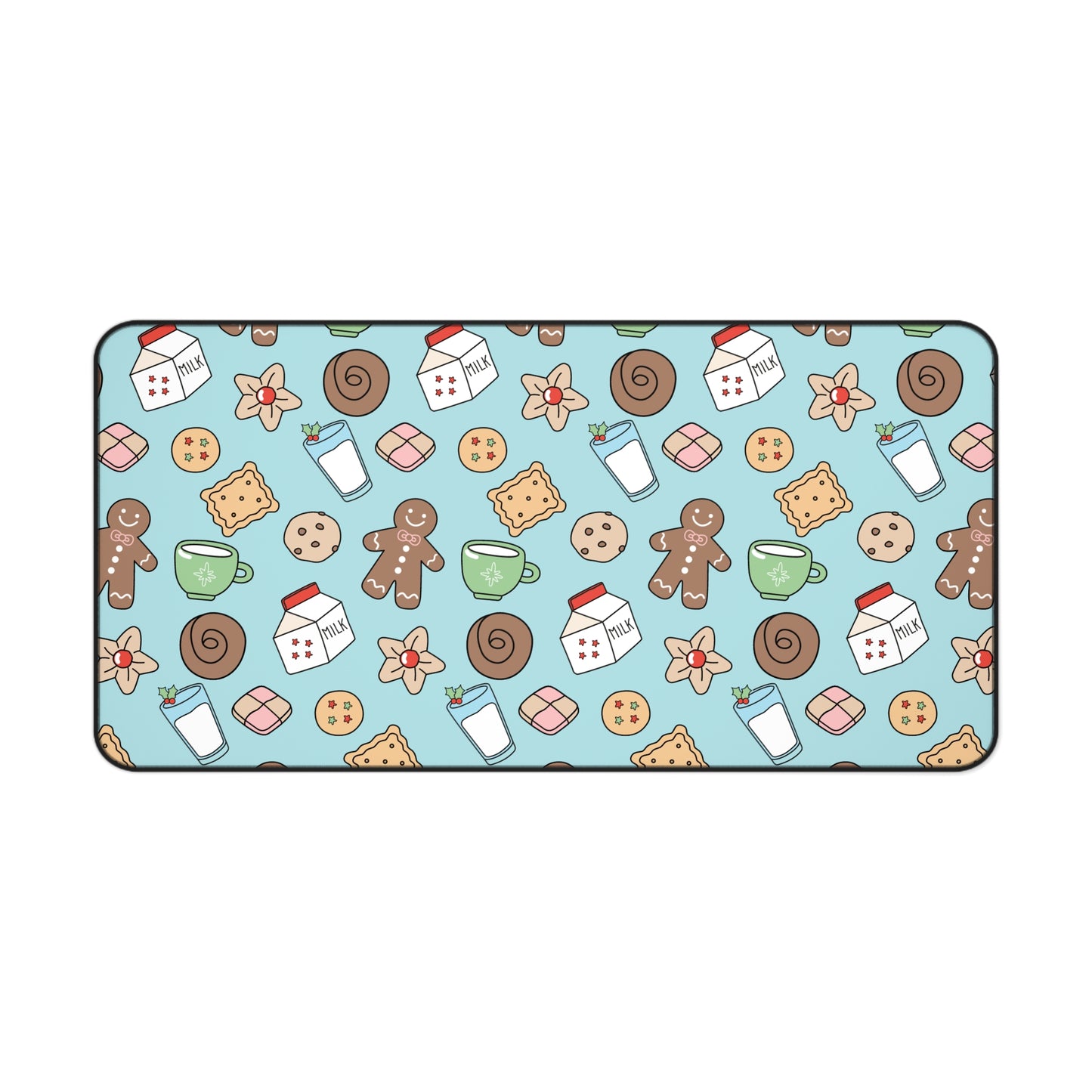 Christmas Cookies Desk Mat - Snow Blue