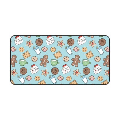 Christmas Cookies Desk Mat - Snow Blue