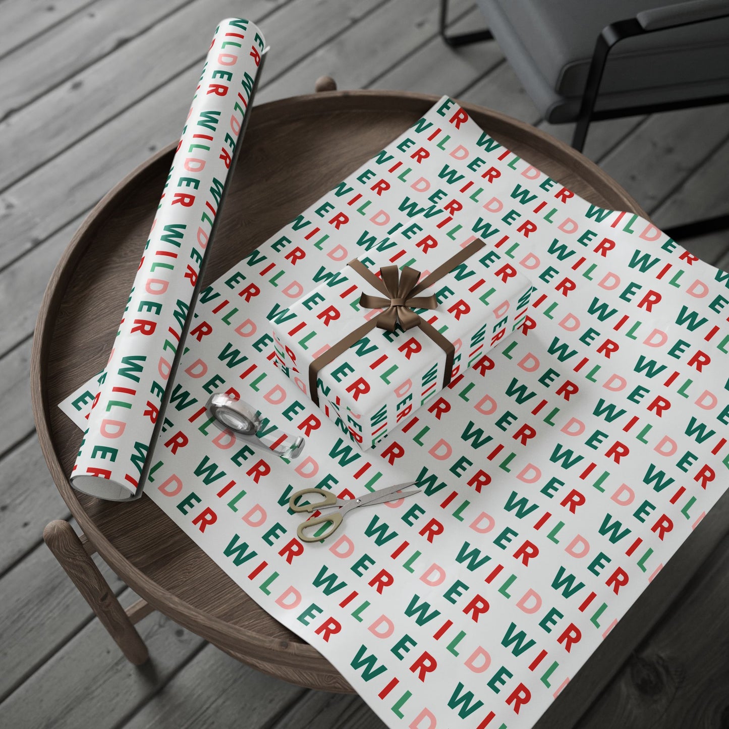 Modern Custom Name Christmas Wrapping Paper