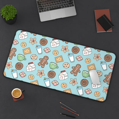 Christmas Cookies Desk Mat - Snow Blue