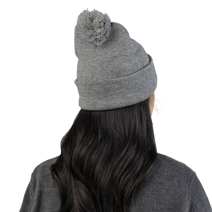 Cozy Season Pom-Pom Knit Cap | Fall Beanie, Embroidered Hat for Autumn Adventures, Perfect Gift for Halloween, Thanksgiving, and Winter