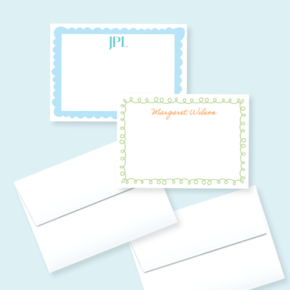 Custom Border Preppy Stationery Set of 12