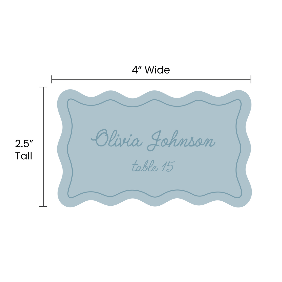 Wavy Rectangle Place Cards - Printed and Die-Cut
