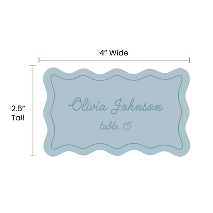 Wavy Rectangle Place Cards - Printed and Die-Cut