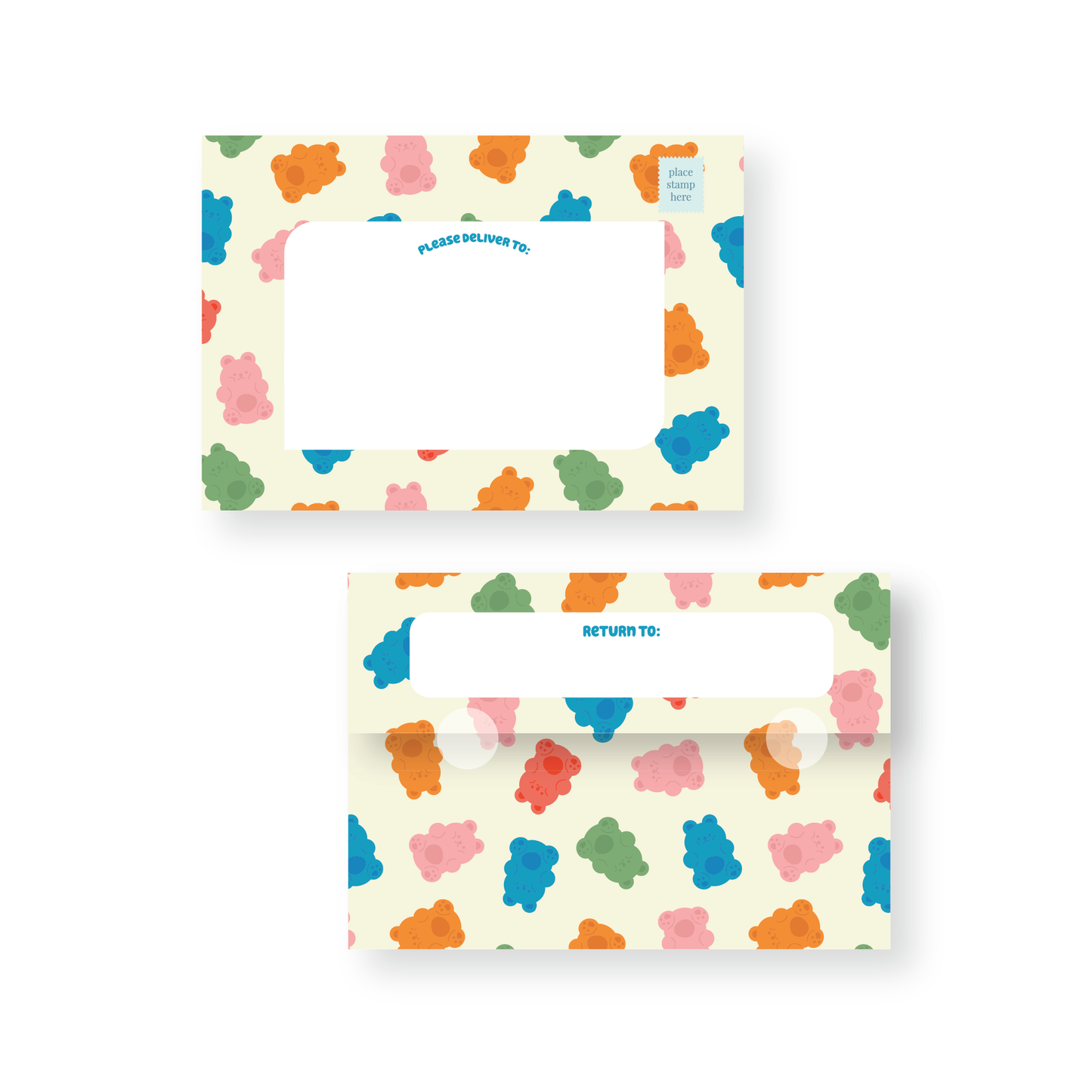 Kids Fill-in Fold Up Letter Set of 10 - Gummy Bears