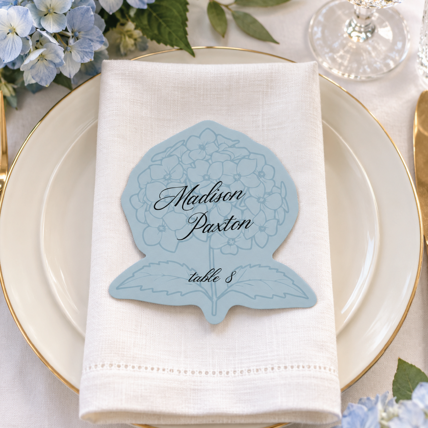 Hydrangea Shaped Place Cards - Printed and Die-Cut