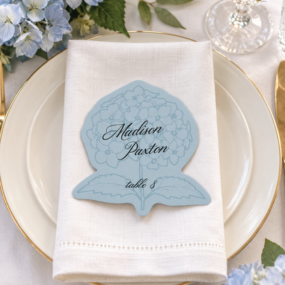 Hydrangea Shaped Place Cards - Printed and Die-Cut