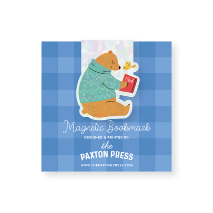 Cute Bear Reading Holographic Magnetic Bookmark