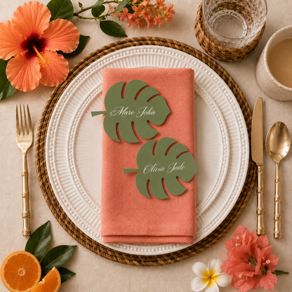 Palm Leaf Shaped Place Cards - Printed and Die-Cut