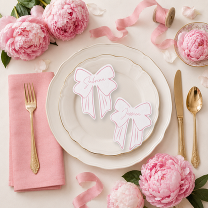 Bow Shaped Place Cards - Printed and Die-Cut