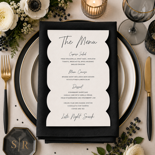 Modern Shaped Wedding or Shower Menu Card