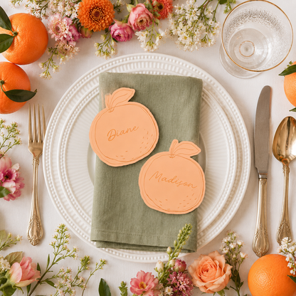 Orange Fruit Shaped Place Cards - Printed and Die-Cut