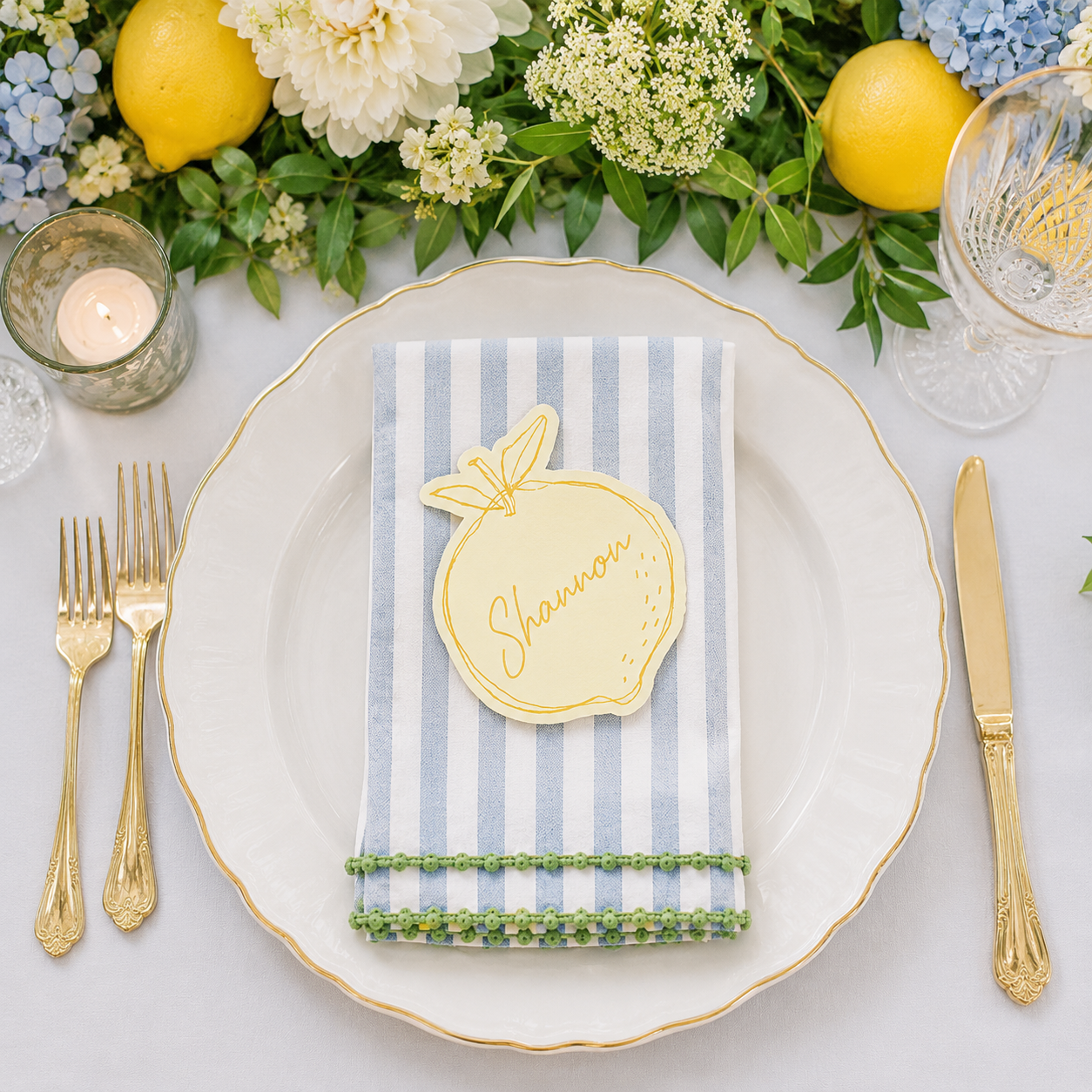 Lemon Shaped Place Cards - Printed and Die-Cut