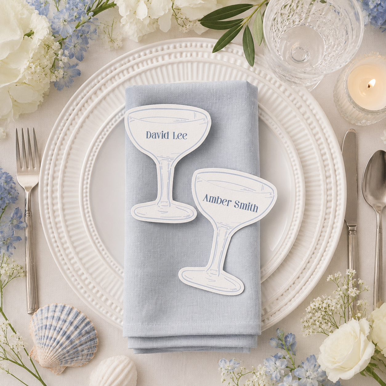 Cocktail Shaped Place Cards - Printed and Die-Cut