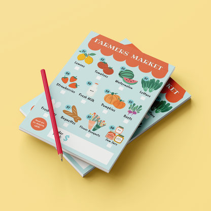 Farmer's Market Pretend Play Notepad