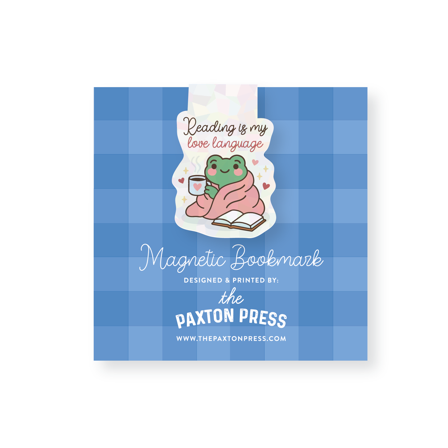 Reading is my Love Language, Cozy Frog Holographic Magnetic Bookmark