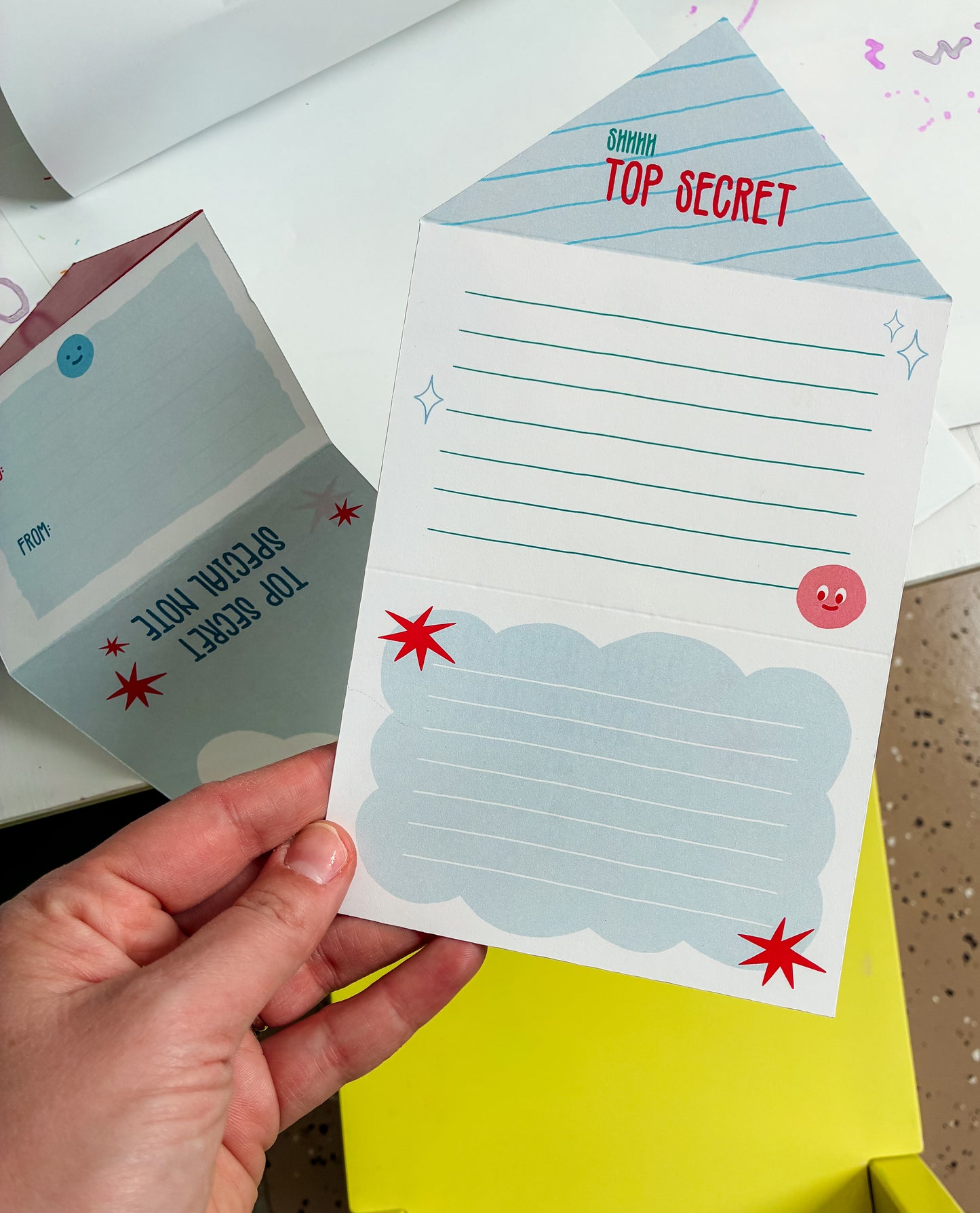 Kids Top Secret Fold Up Letter Set of 12 - Cute Notes & Stickers