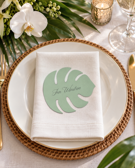 Palm Leaf Shaped Place Cards - Printed and Die-Cut