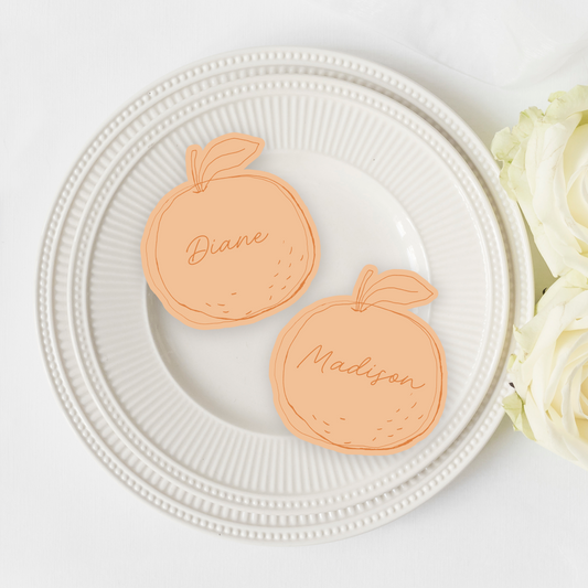 Orange Fruit Shaped Place Cards - Printed and Die-Cut