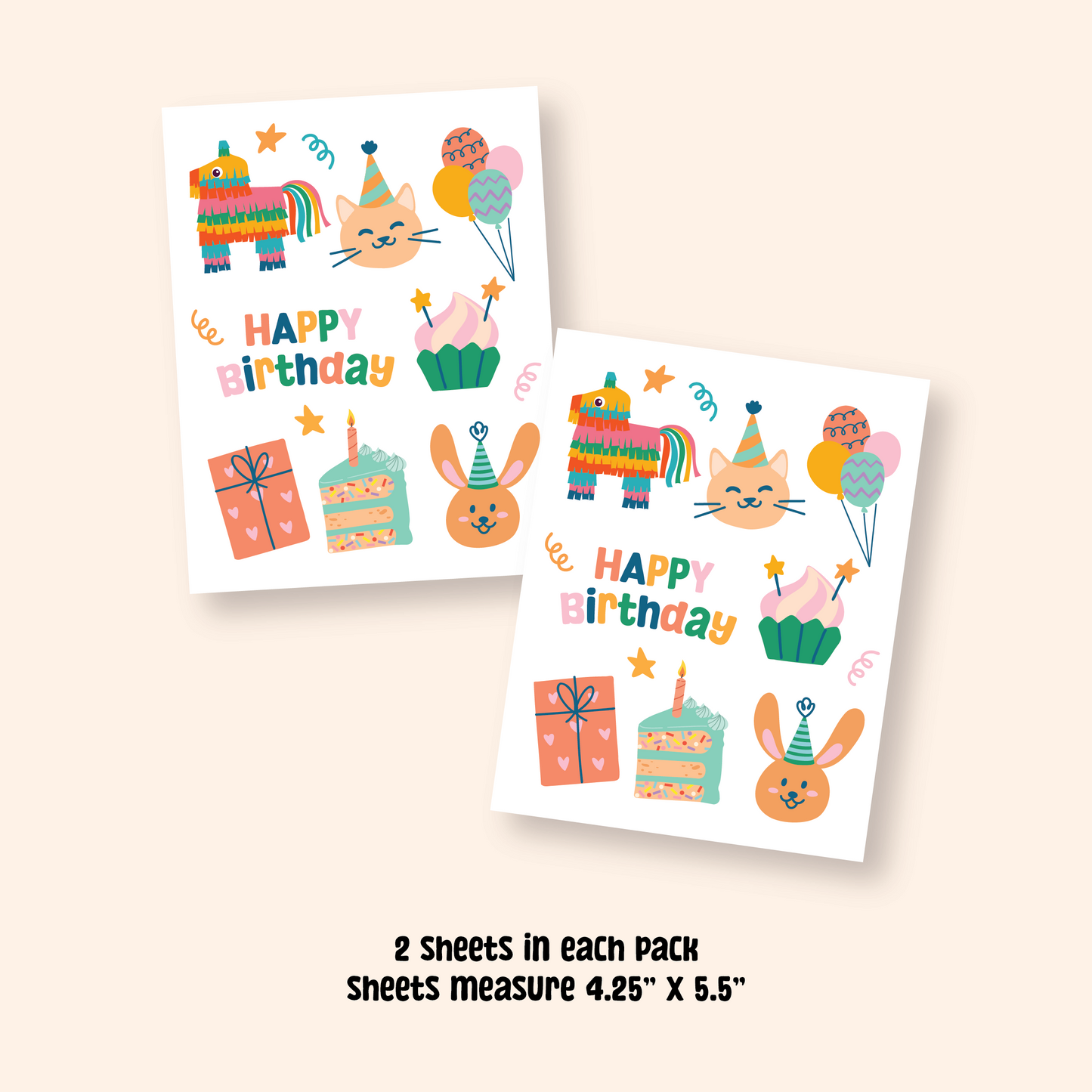 Birthday Temporary Tattoos – Pack of 2 Party Tattoo Sheets