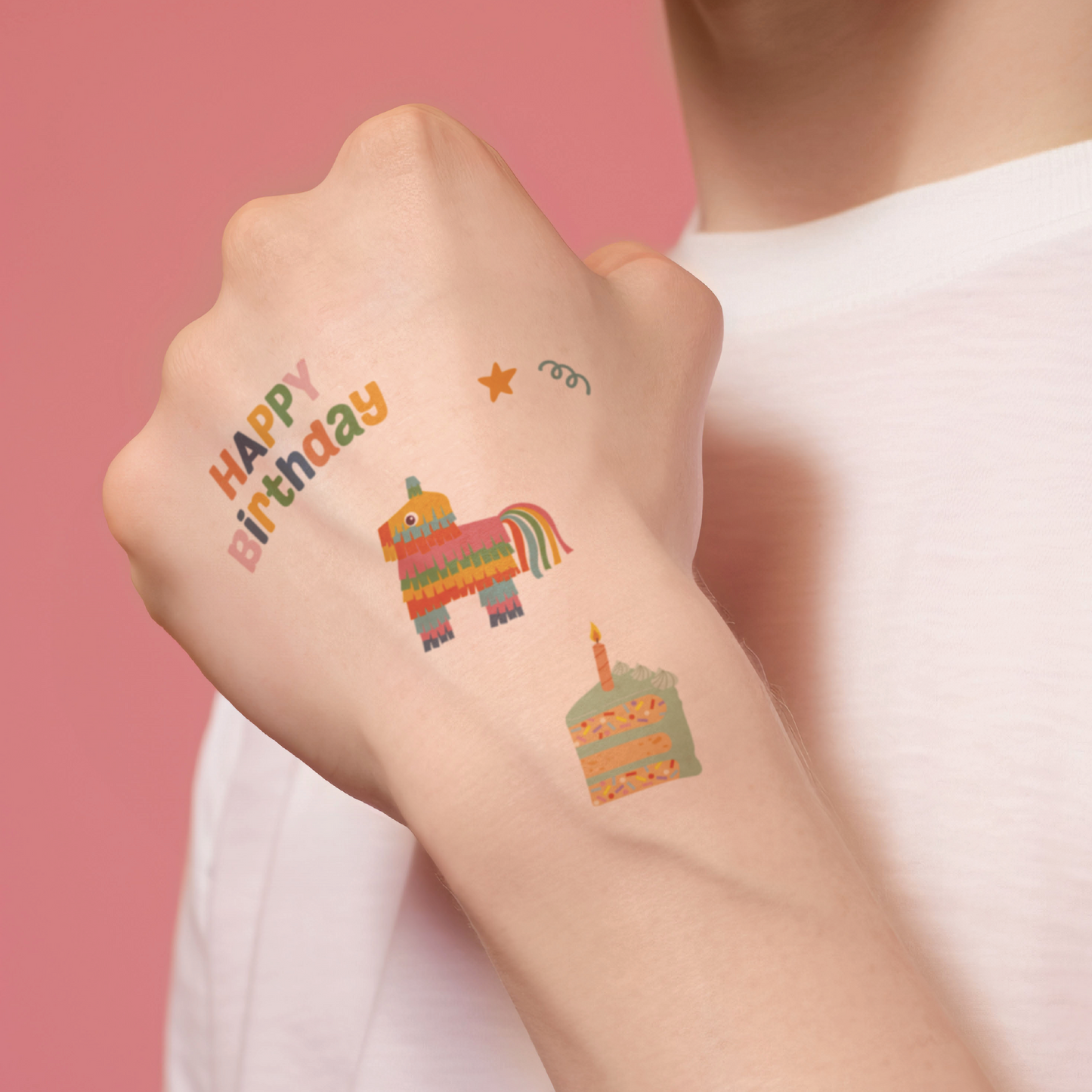 Birthday Temporary Tattoos – Pack of 2 Party Tattoo Sheets