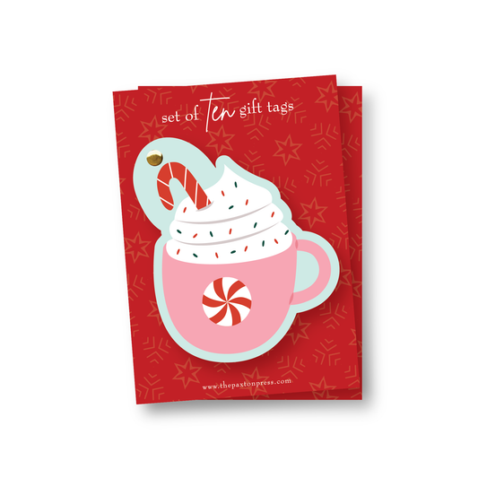 Peppermint Hot Cocoa Shaped Christmas Gift Tags