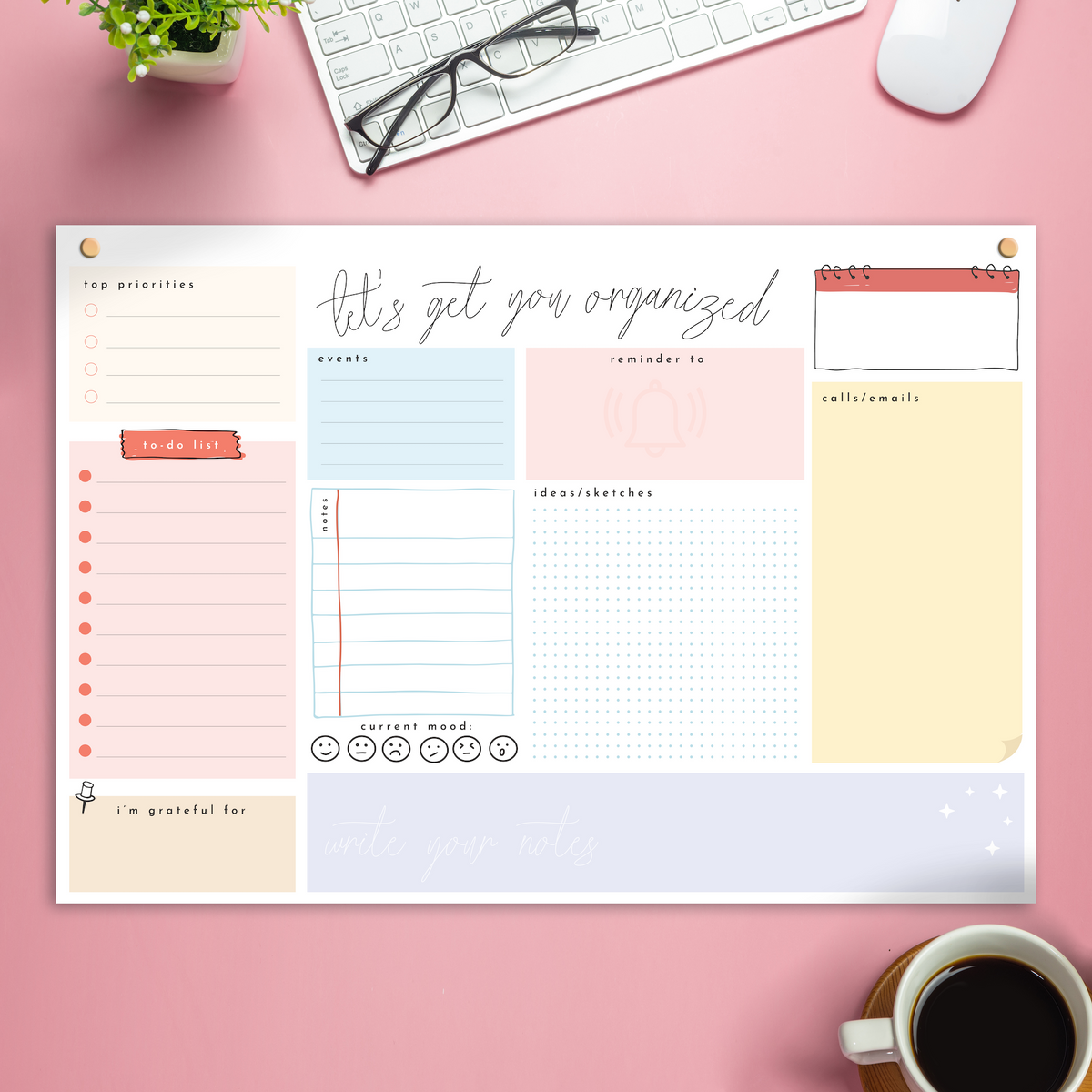 Desk Notepad Officeworks Let's Get Organized! XL Desk Notepad - 50 Pages – The Paxton Press