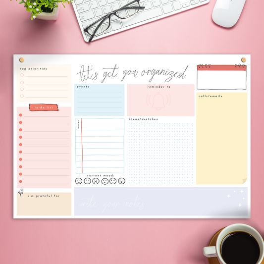 Let's Get Organized! XL Desk Notepad - 50 Pages