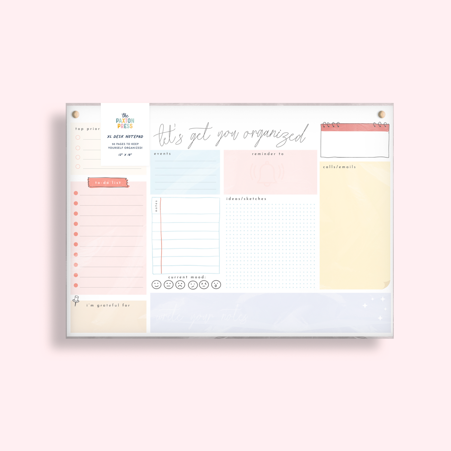 Let's Get Organized! XL Desk Notepad - 50 Pages