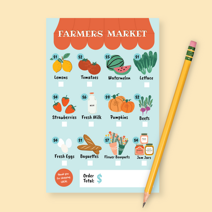 Farmer's Market Pretend Play Notepad