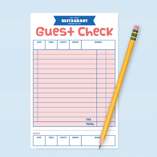 Guest Check Restaurant Pretend Play Notepad