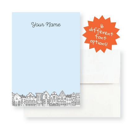 Custom Writing Stationery Set of 12 - Row Houses