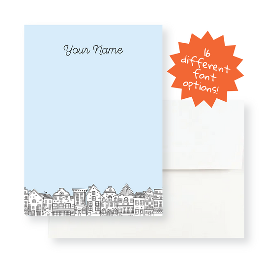 Custom Writing Stationery Set of 12 - Row Houses