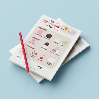 Ice Cream Shop Pretend Play Notepad