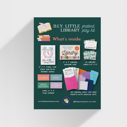 Library Pretend Play Kit – Kids Screen-Free Imaginative Play