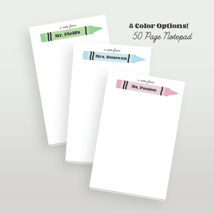 Personalized Crayon Name Notepad