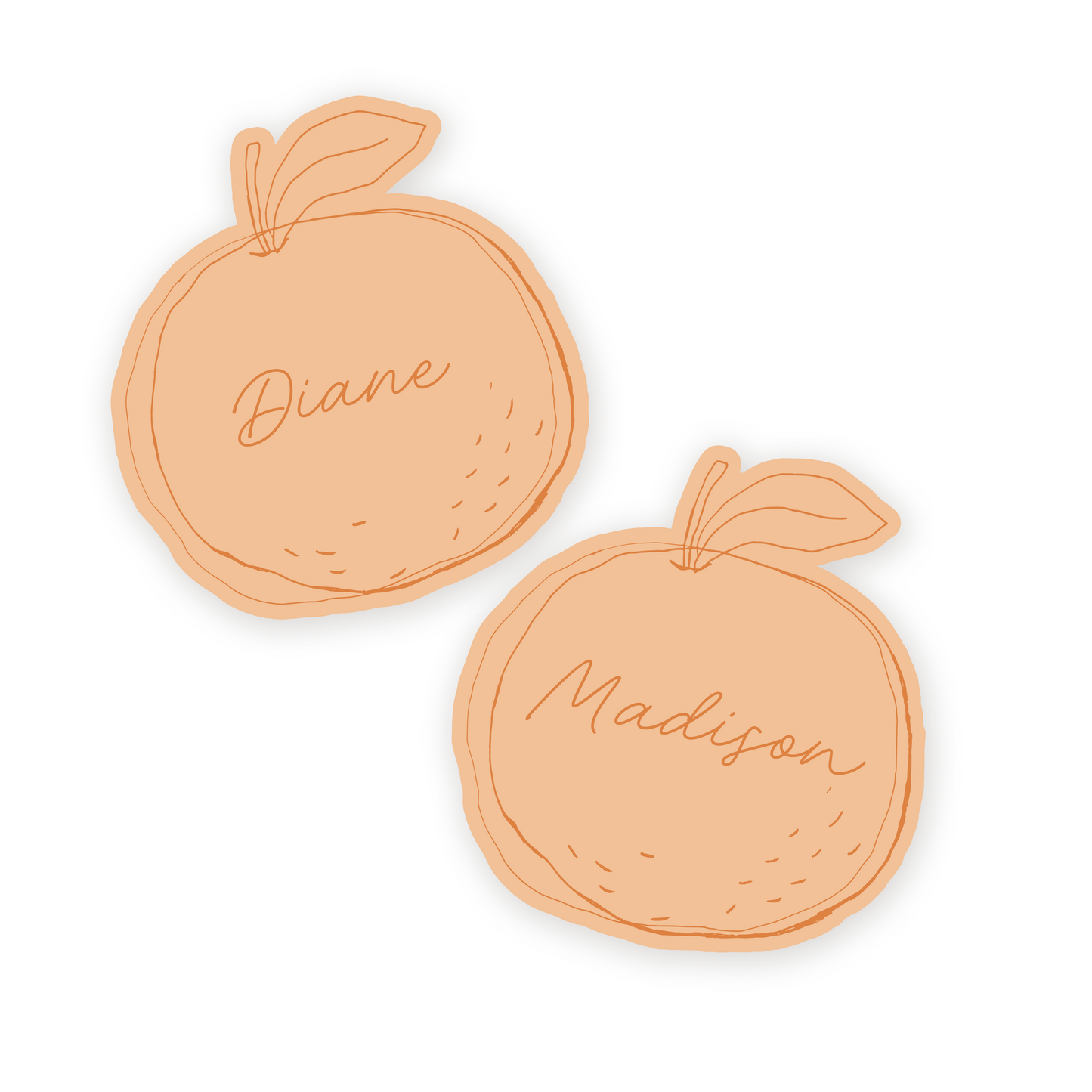 Orange Fruit Shaped Place Cards - Printed and Die-Cut