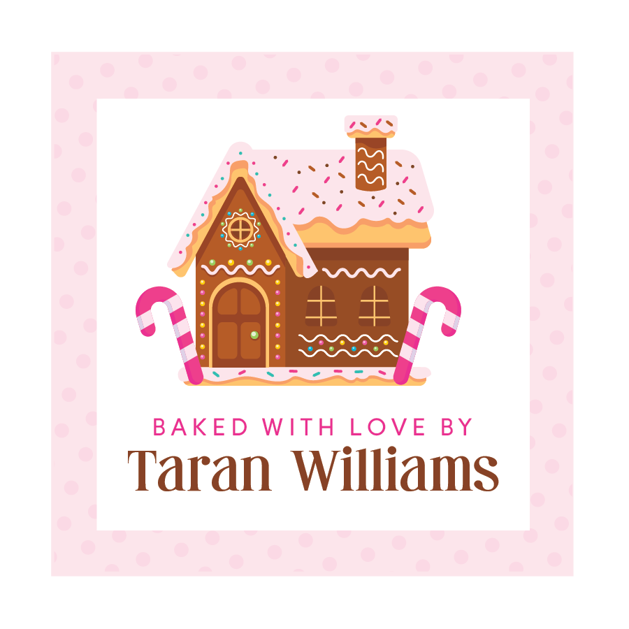 Baked with Love Gingerbread House Tags - Pink