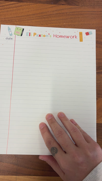 Personalized Homework Notepad