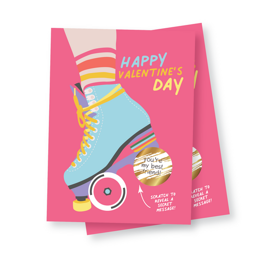 Roller Skating Retro Scratch-Off Class Valentines