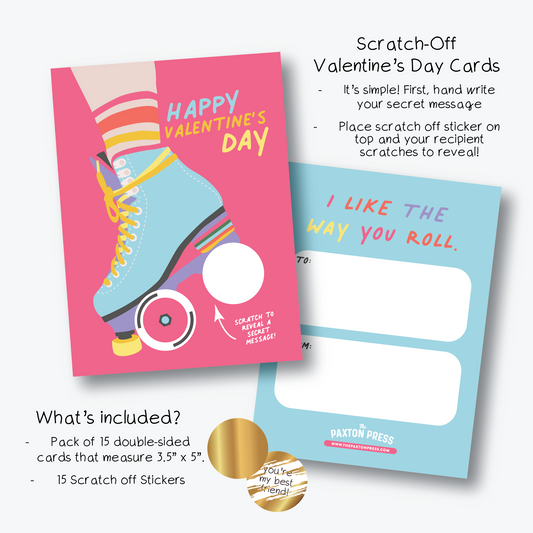 Roller Skating Retro Scratch-Off Class Valentines