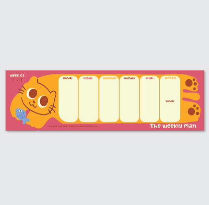Cute Cat Weekly Desk Planner - 17" x 5"