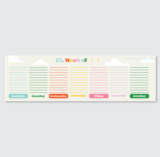 Colorful Clouds Weekly Desk Planner - 17" x 5"