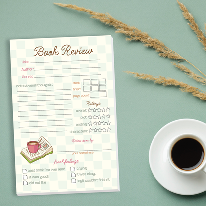 Cozy Book Review Notepad