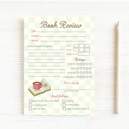 Cozy Book Review Notepad