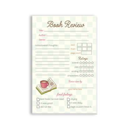 Cozy Book Review Notepad