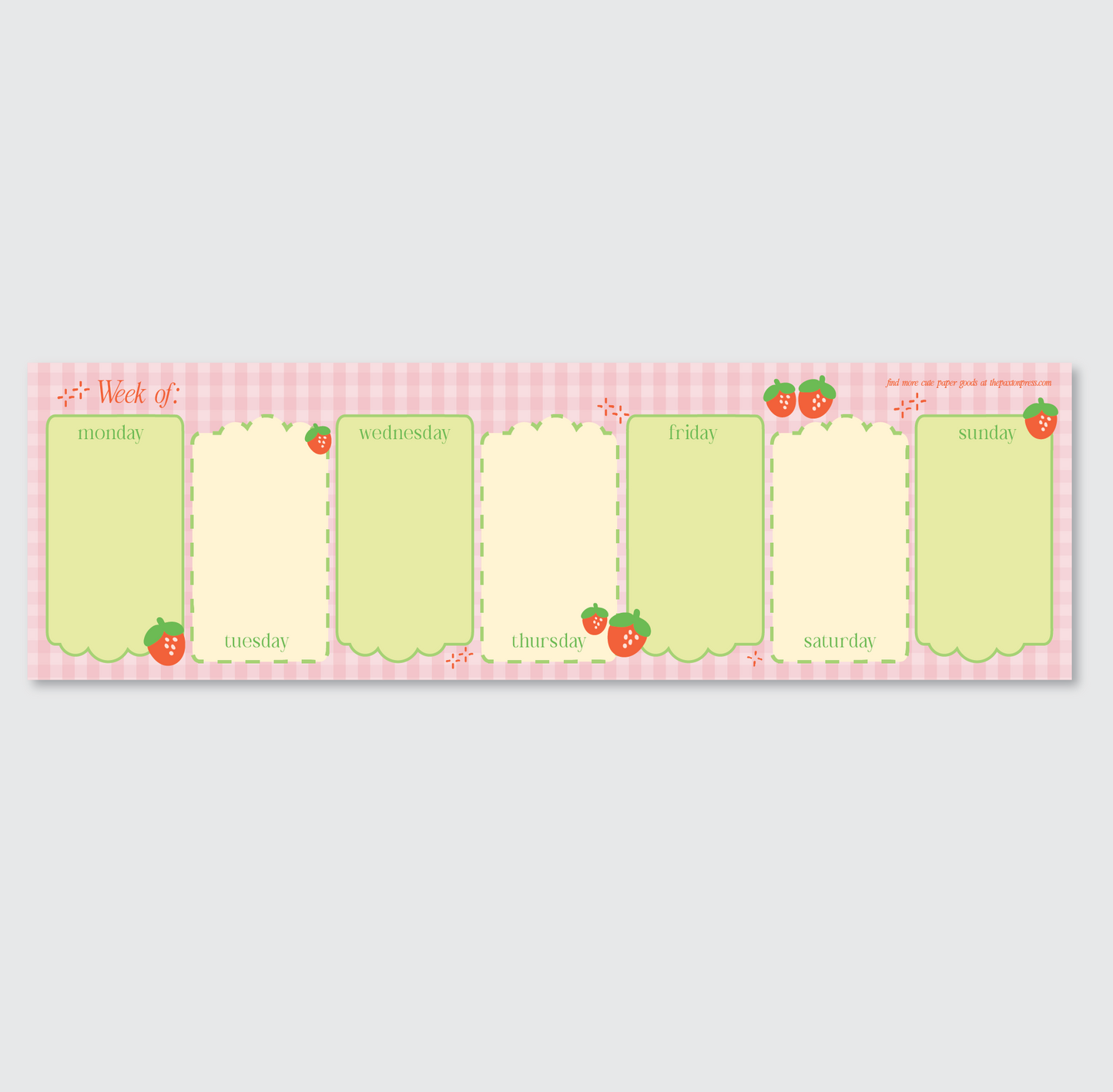 Strawberry Fields Weekly Desk Planner - 17" x 5"
