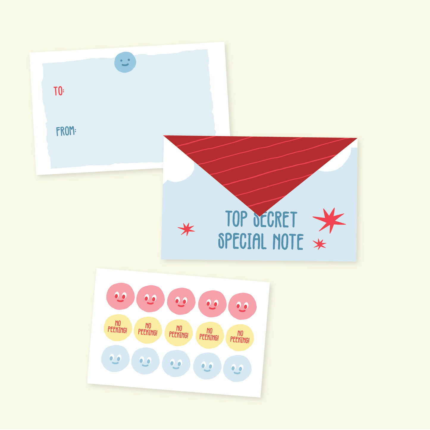 Kids Top Secret Fold Up Letter Set of 12 - Cute Notes & Stickers